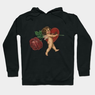 Vintage Valentine's Day Cupid with Rose and Heart Hoodie